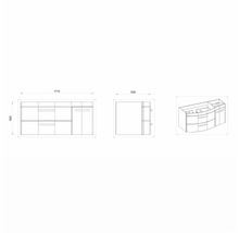 Technický nákres skrinky pod umývadlo s rozmermi