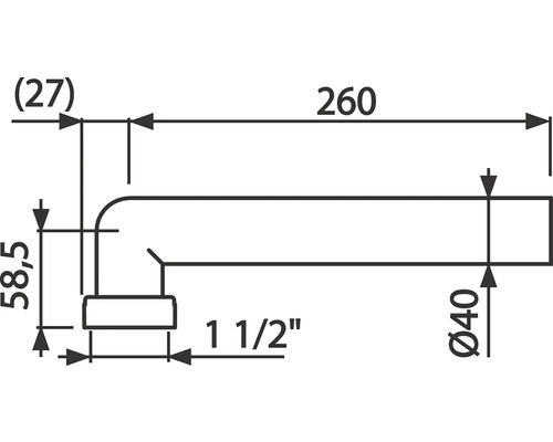 Technický nákres sanitárneho produktu s rozmermi
