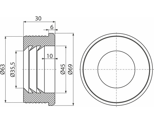 Technický nákres tesniaceho krúžku s rozmermi