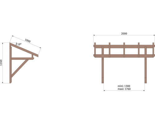 Technický výkres pergoly s rozmermi