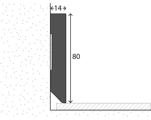 Ilustrácia soklovej lišty s rozmermi 80 x 14 milimetrov.