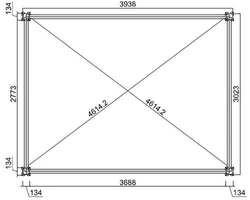 Technický výkres záhradného domčeka s rozmermi