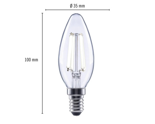 LED žiarovka E14 v tvare sviečky, priemer 35 mm a dĺžka 100 mm