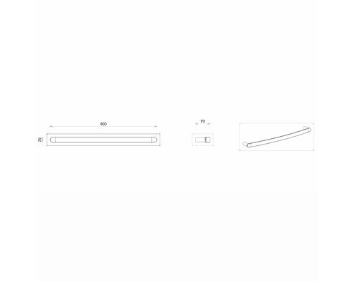 Technický výkres tyče na uteráky s rozmermi