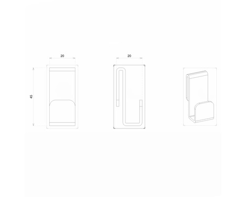 Technický nákres držiaka na uteráky s rozmermi