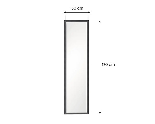 Obdĺžnikové zrkadlo s rámom s rozmermi 30 x 120 centimetrov