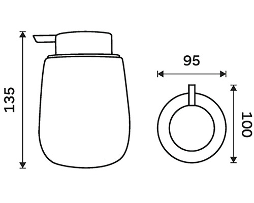 Rozmery dávkovača mydla: výška 135 mm, šírka držiaka na uteráky 95 mm, výška držiaka na uteráky 100 mm.