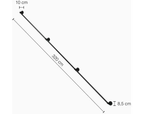 Zábradlie s dĺžkou 320 cm a hĺbkou 10 cm.