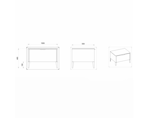 Nákres stola s rozmermi