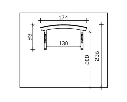 Technický nákres lavice s rozmermi