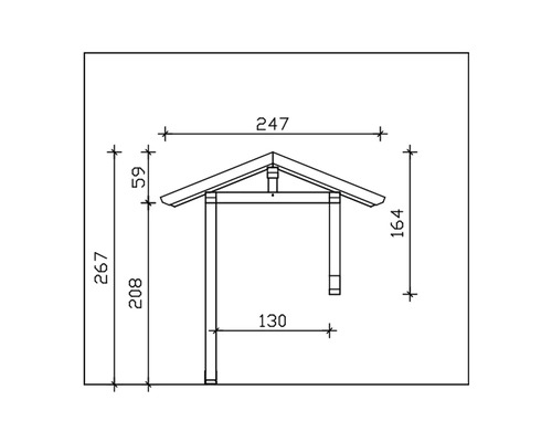 Technický výkres dreveného prístrešku s rozmermi