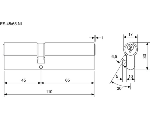 Technický nákres profilového valca s rozmermi