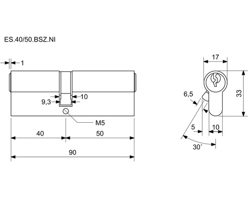 Technický nákres cylindrickej vložky s rozmermi