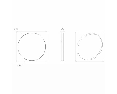 Technický výkres okrúhleho zrkadla s rozmermi