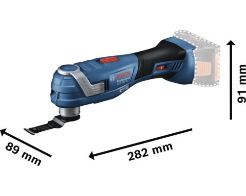 Multifunkčný nástroj Bosch s rozmermi 89 mm, 91 mm a 282 mm