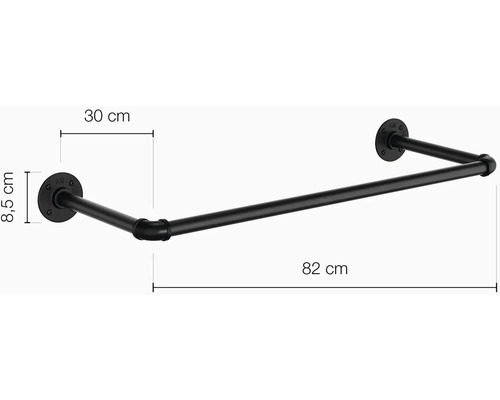 Kovový nástenný vešiak s rozmermi 30 cm x 8,5 cm x 82 cm