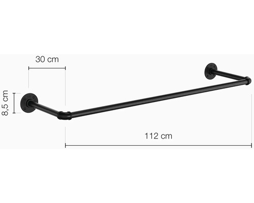 Kovová šatníková tyč, šírka 112 cm
