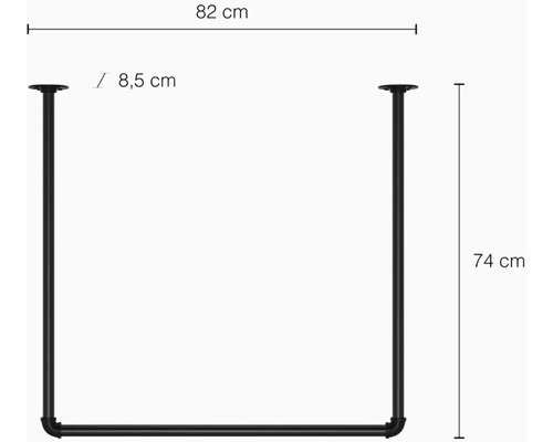Rozmery kovového držiaka police: šírka 82 cm, výška 74 cm a hĺbka 8,5 cm.