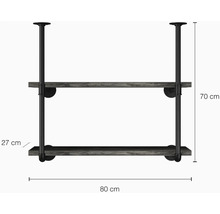 Nástenná polica s dvoma policami, šírka 80 cm a výška 70 cm