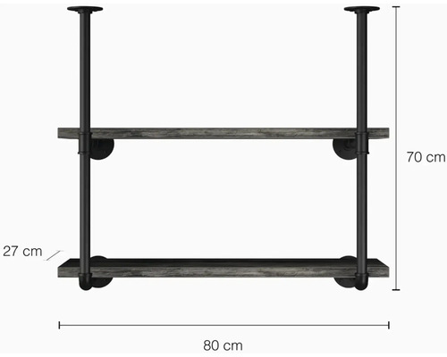 Nástenná polica s dvoma policami, šírka 80 cm a výška 70 cm
