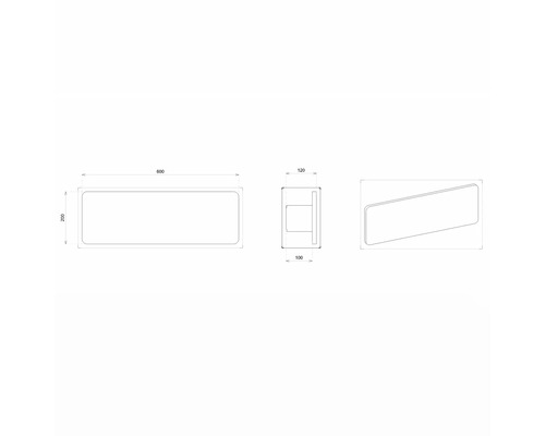 Technický nákres kúpeľňovej lampy s rozmermi