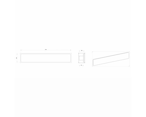 Technický nákres LED nástenného svietidla s rozmermi