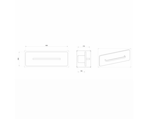 Technický nákres držiaka na uteráky s rozmermi