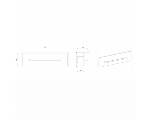 Technický nákres držiaka na uteráky s rozmermi