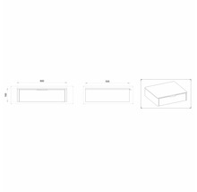 Technický nákres skrinky pod umývadlo s rozmermi 600 x 530 x 160 mm.