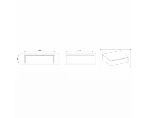 Technický nákres skrinky pod umývadlo s rozmermi