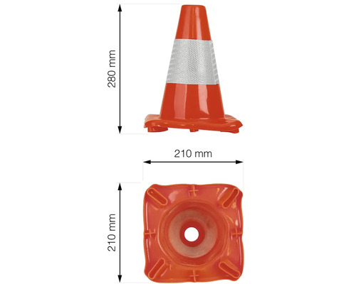Dopravný kužeľ s reflexnými pruhmi, výška 280 mm