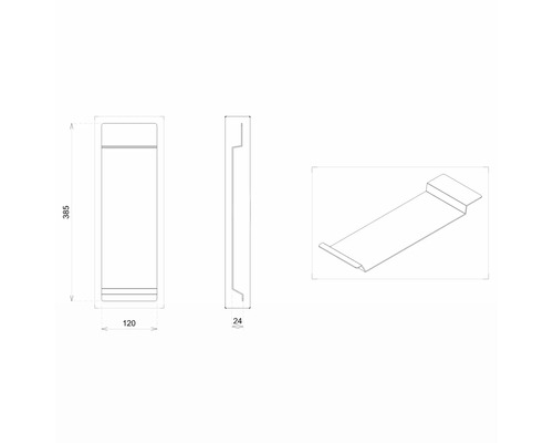 Technický nákres nástennej poštovej schránky s rozmermi.