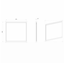 Technický nákres zrkadla s rozmermi 600 x 850 mm
