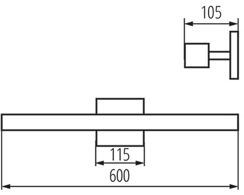 Technický nákres držiaka na uteráky s rozmermi