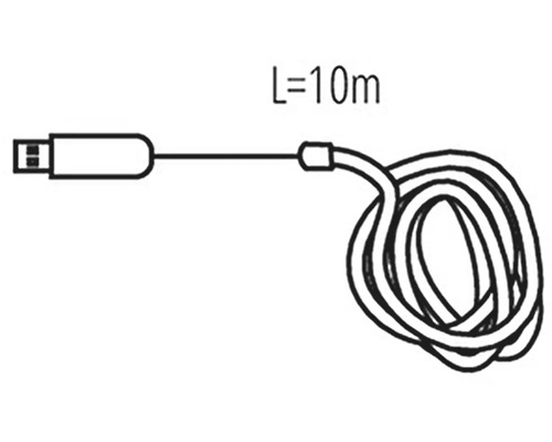 Ilustrácia USB kábla s dĺžkou desať metrov