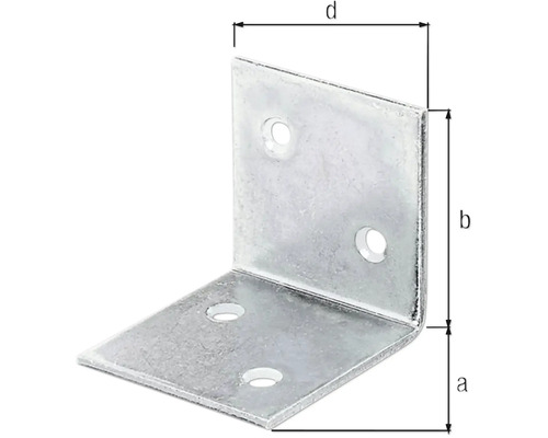 Kovový uholník s rozmermi a, b a d