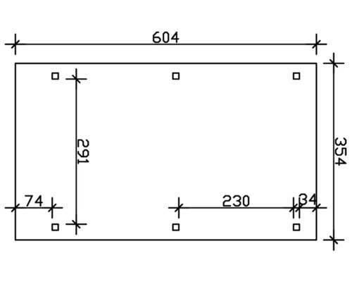 Technický nákres s rozmermi 604, 354, 291, 230, 74 a 34