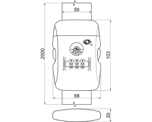 Rozmery zámku kufra s číselným kódom