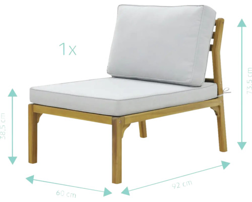 Záhradné kreslo z dreva s vankúšmi a rozmermi