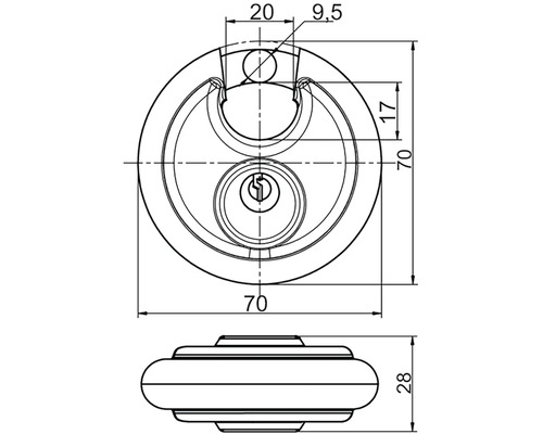 Technický nákres dverového kovania s rozmermi