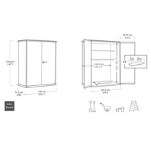 Technický nákres skrine na náradie s rozmermi