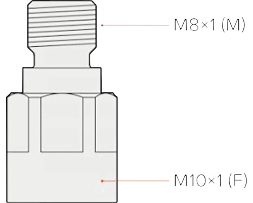 Redukcia z M8 x 1 milimeter na M10 x 1 milimeter