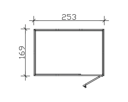Technický nákres okna s rozmermi 253 x 169