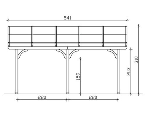 Technický nákres drevenej terasy s rozmermi