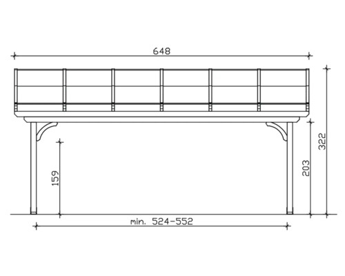 Technický výkres balkóna s rozmermi