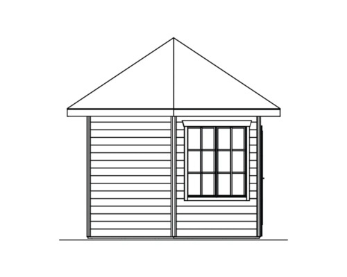 Ilustrácia záhradného domčeka s oknom
