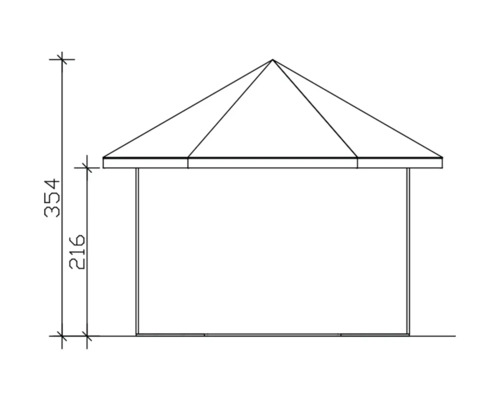 Nákres altánku s výškovými údajmi