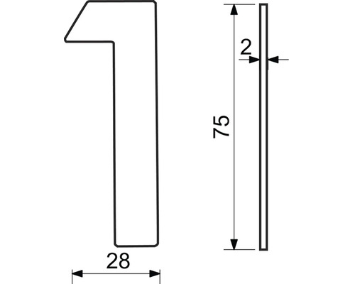 Technický nákres čísla domu 1 s rozmermi