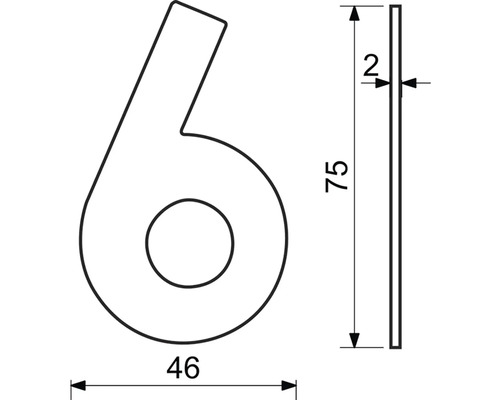 Technický výkres čísla domu 6 s rozmermi