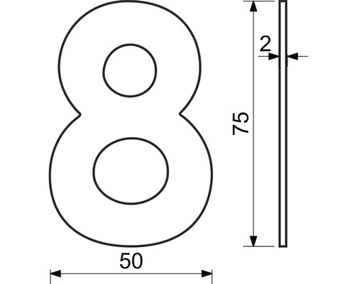 Technický nákres čísla domu 8 s rozmermi